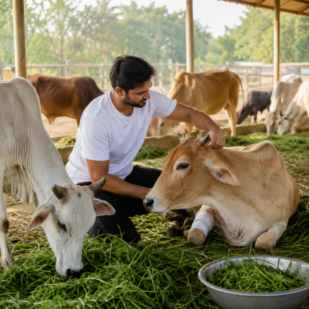 Green Fodder and Healthcare for Helpless Cows